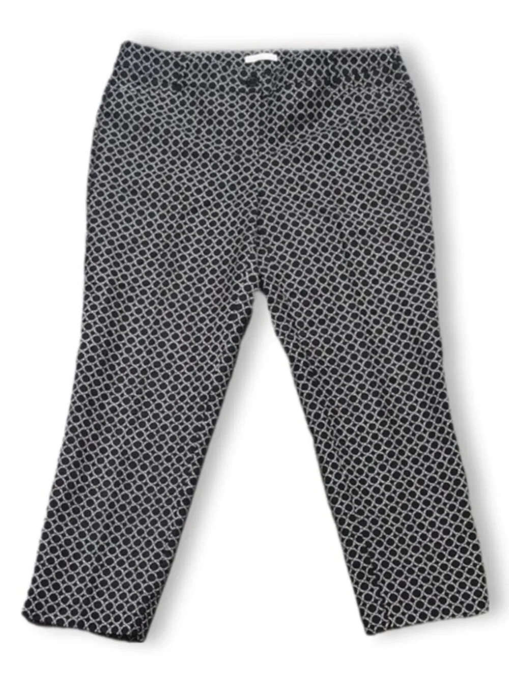 💠 Dalia Capri Trousers Womens Size 10 Black White Geometric Print Pants